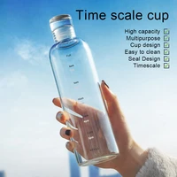 water bottle time scale glass cup drink milk juice teacup with lid anti scald sleeve for sports outdoors travel drinkware