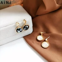 modern jewelry resin earrings 2021 new design hot selling sweet korean temperament round drop earrings for women gifts