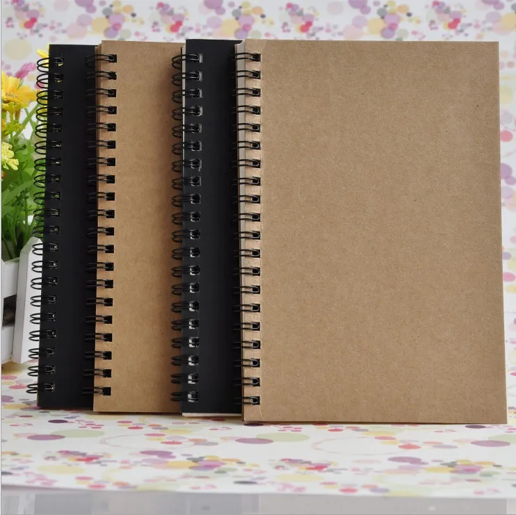 

Retro Kraft Paper simple Blank Notepad Plain color Graffiti Sketch Diary Book A5&A6 100 pages Kraft paper cover coil book