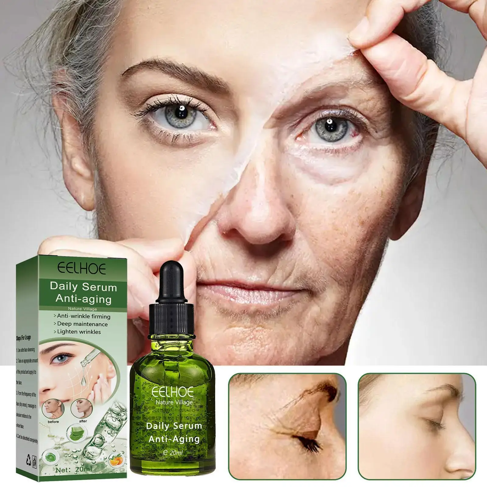 

20ML Intensive Wrinkle Remover Face Serum Lift Firm Lines Skin Fade Repair Anti-aging Whitening Moisturizing Essence Fine C Z4E1