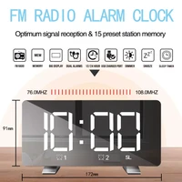 new fm radio led digital smart alarm clock watch table electronic desktop clocks usb wake up clock with 180%c2%b0 projection time sn
