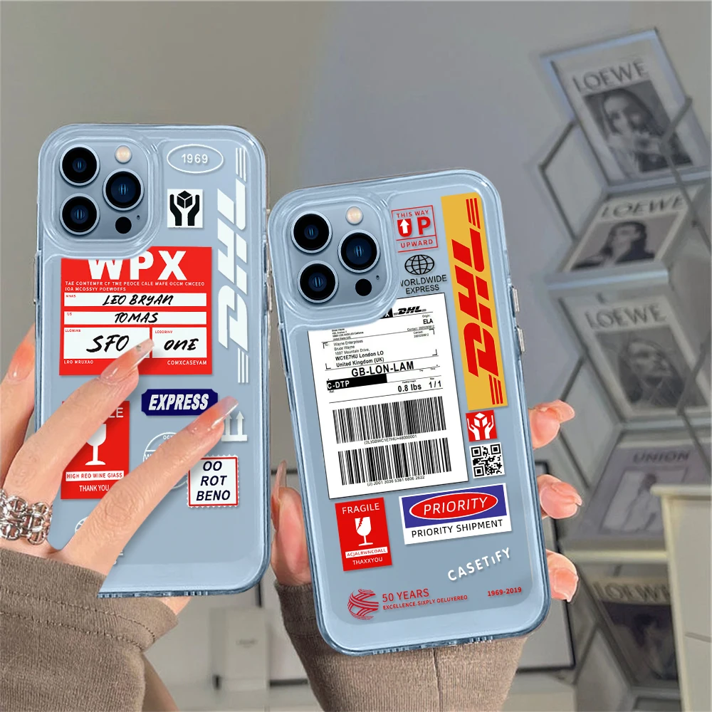 

Retro Label Code Clear Phone Case for iPhone 13 12 14 11 Pro Max Mini XS XR X Transparent Cover for iPhone14promax Capa Fundas