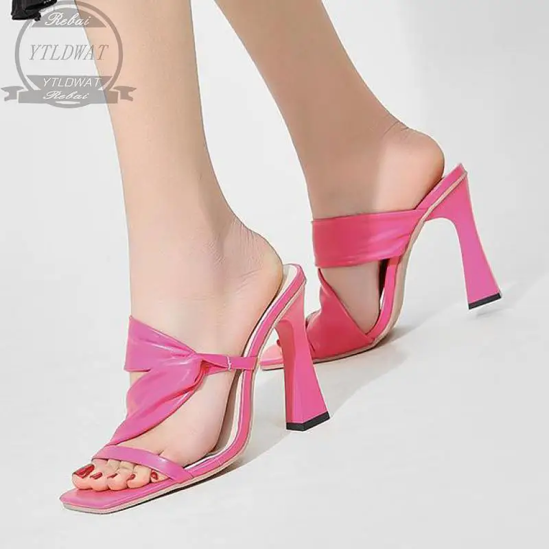 2022 NEWWomen's Sexy Sandals Thin Heels Ankle Buckle Ladies Stiletto Square Toe Woman Shoes Fashion Solid Female Summer Footwear