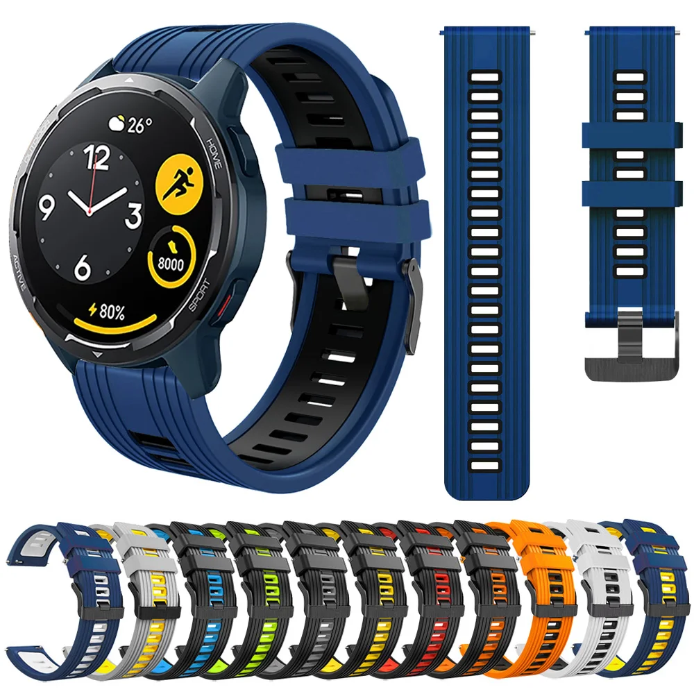 

Силиконовый ремешок 22 мм для часов Xiaomi, спортивный ремешок, браслет для смарт-часов Mi S1 Active, сменный ремешок для часов