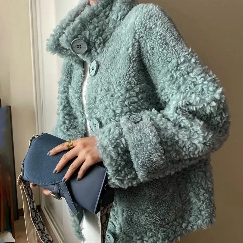 Real Wool Fur Coat Sheep Shearling Autumn Winter Korean Female Jacket Women Clothing Abrigo Mujer Casaco Feminino Y797