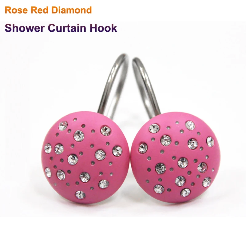 

Романтика во французском стиле, 8-дневная яркая розово-красная занавеска для душа с бриллиантами, двойной полимерный материал для ванной ко...