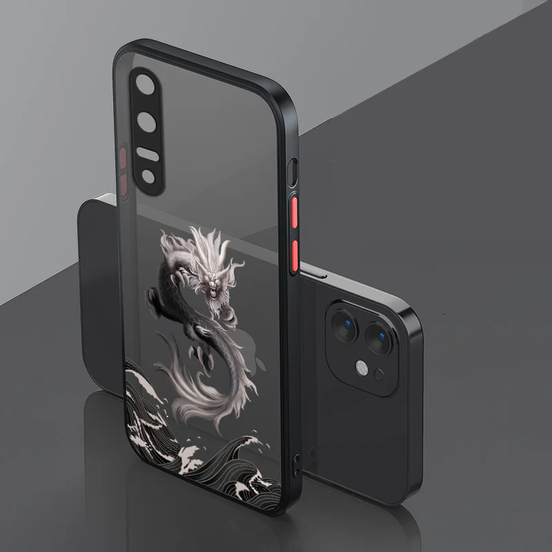 luxury dragon fish phone case for huawei honor 10x lite 9x 20 30 50 y7a p smart 2021 p50 p40 p30 p20 pro nova 5t frosted cover free global shipping