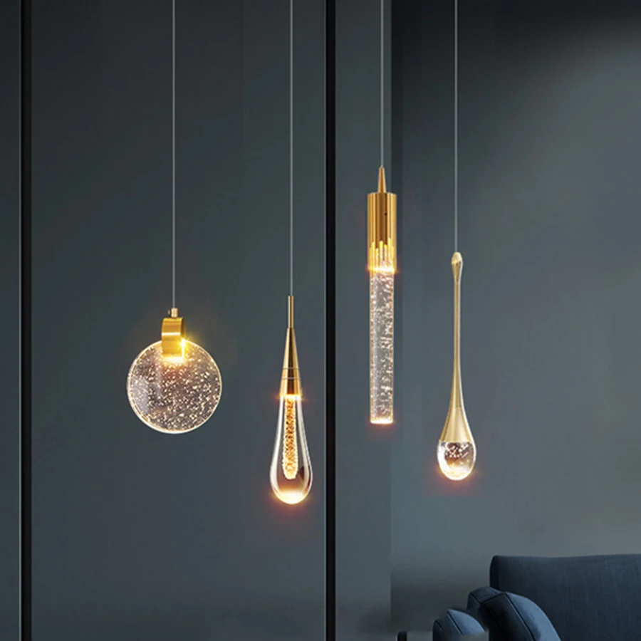 

Роскошная золотая светодиодная Подвесная лампа, потолочный светильник с одной и двумя головками для прикроватного столика, столовой, гостиной, бара, кафе, ресторана