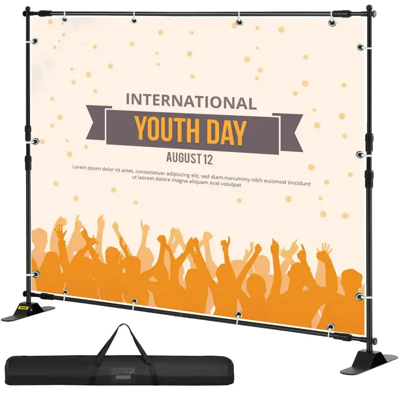 

X 8 ft Banner Stand Adjustable Height and Width Display Backdrop Lightweight Portable Trade Show Wall for Photography Flags of t
