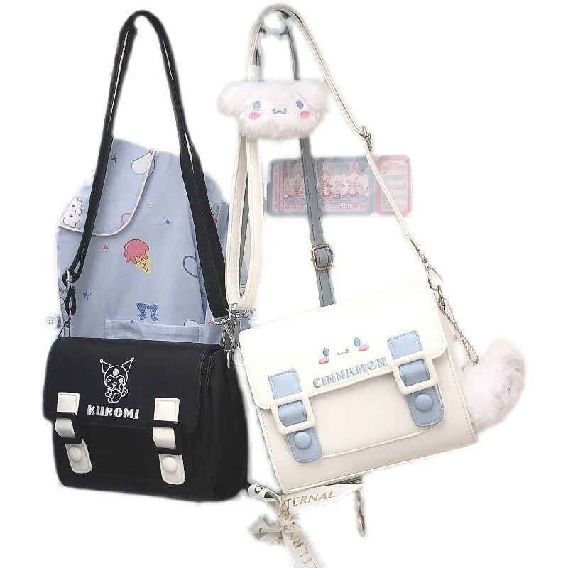 

2020 New Cute Kuromi Messenger Bag Versatile Casual Cinnamoroll Shoulder Bag Ladies Kawaii Sanrio Kitty Fashion Cosmetic Bags
