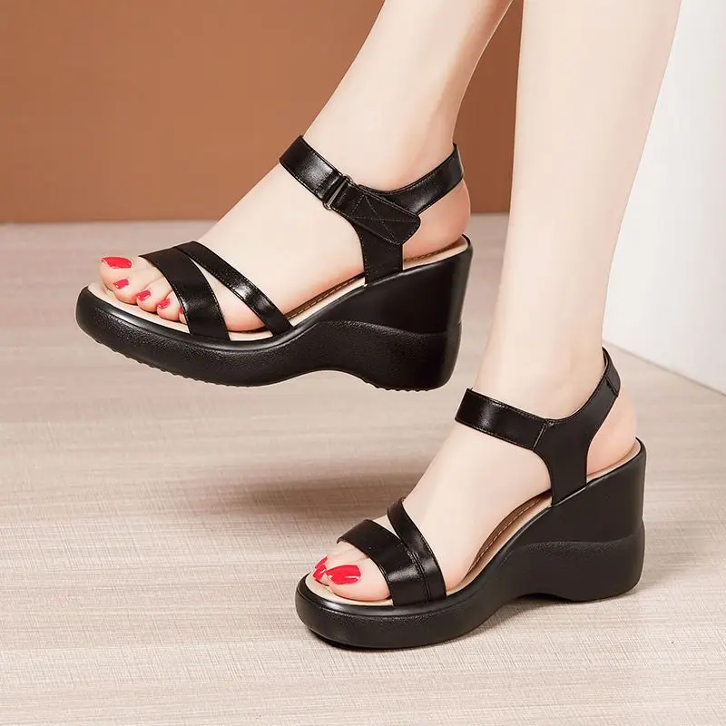 

Small Size 32-43 Comfortable High Heels Shoes Women's Wedges Sandals 2023 Summer Chunky Platform Sandals for Office Beach Mom