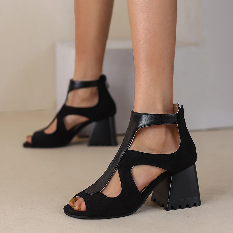 

Женские туфли-лодочки с открытым носком, на квадратном каблуке