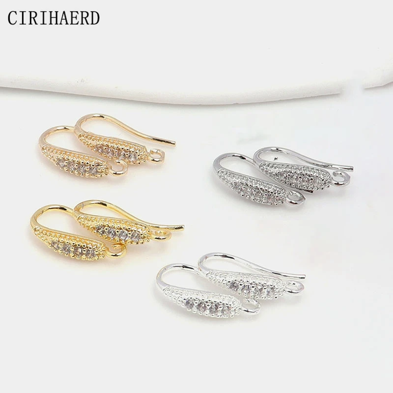 Латунный крючок для ушей с позолотой 14 к вставки из циркония женские серьги