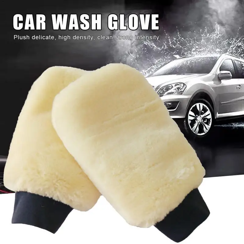 

Washing Gloves Artificial Wool Water Absorption Car Wash Fiber For GlassPVC Plastics Leather Car Cleaning Accessories