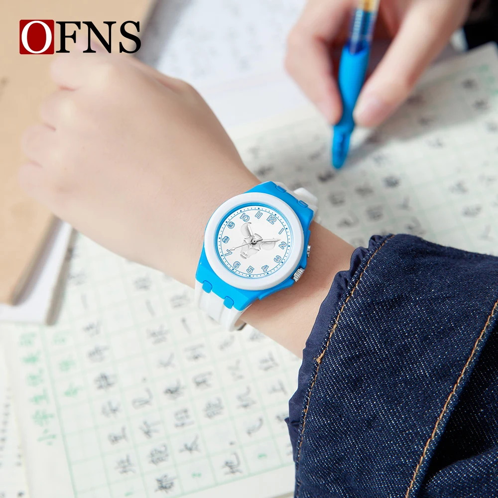 Фото Новые часы Ofns 6106 2026 года, модные студенческие кварцевые часы с узором двенадцати созвездий, водонепроницаемые, с ночной подсветкой, силиконовый ремешок. №3