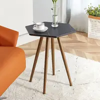 Modern Minimalism Faux Marble End&Side Table Small Accent Coffee Table with Metal Legs Round/Triangle/Hexagon Nightstand