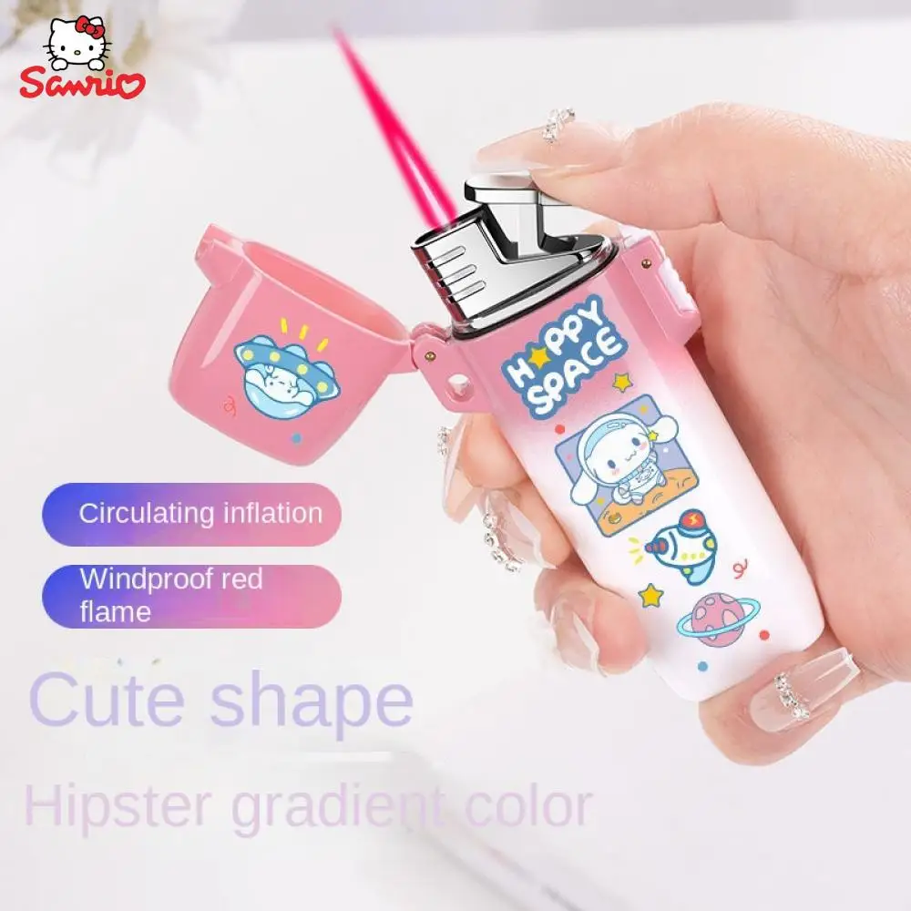 

New Sanrio Hello Kitty Lighter Pink Flame Kawaii Kuromi Lighter Melody Cinnamoroll Anime Cartoon Igniter for Girl Fast Delivery