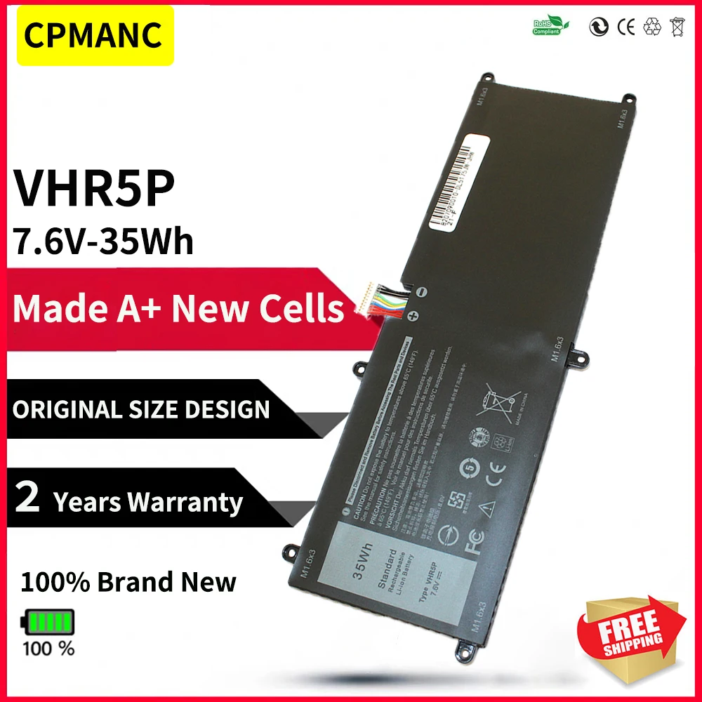Новый аккумулятор CPMANC VHR5P для ноутбука DELL Latitude 11 5175, аккумулятор для планшета XRHWG RHF3V 7,6 в 35 Втч