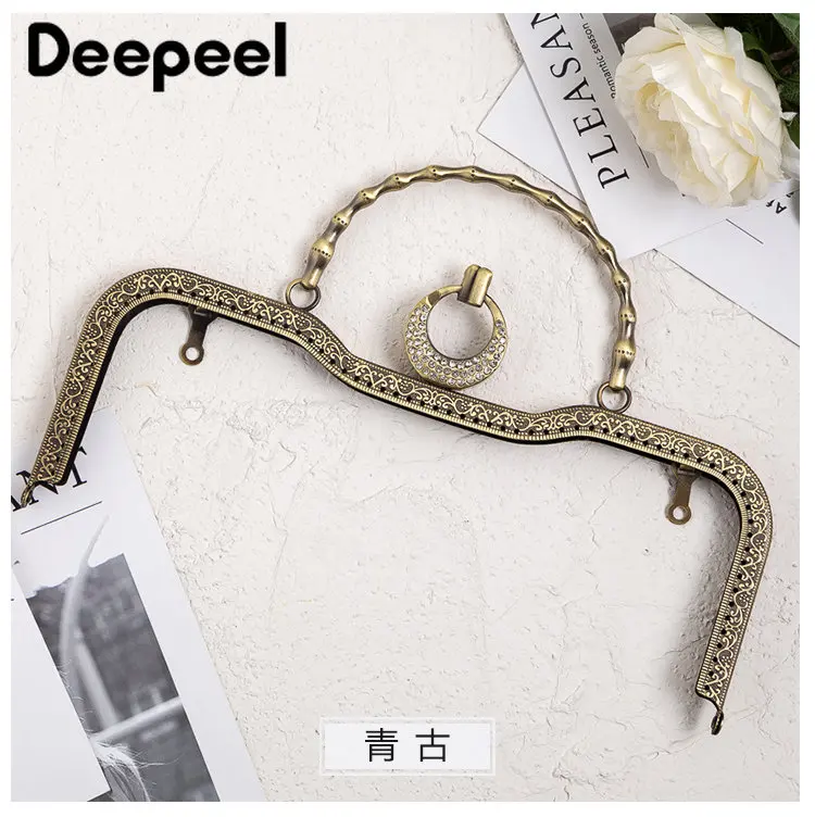 1/2Pcs Deepeel 26.5cm Metal Embossing Bag Handle Purse Frame Bracket Kiss Clasp Handmade DIY Handbag Replacement Craft Accessory