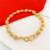 24k gold bracelet 6mm buddha beads plating gold bracelet for womens wedding jewelry gifts