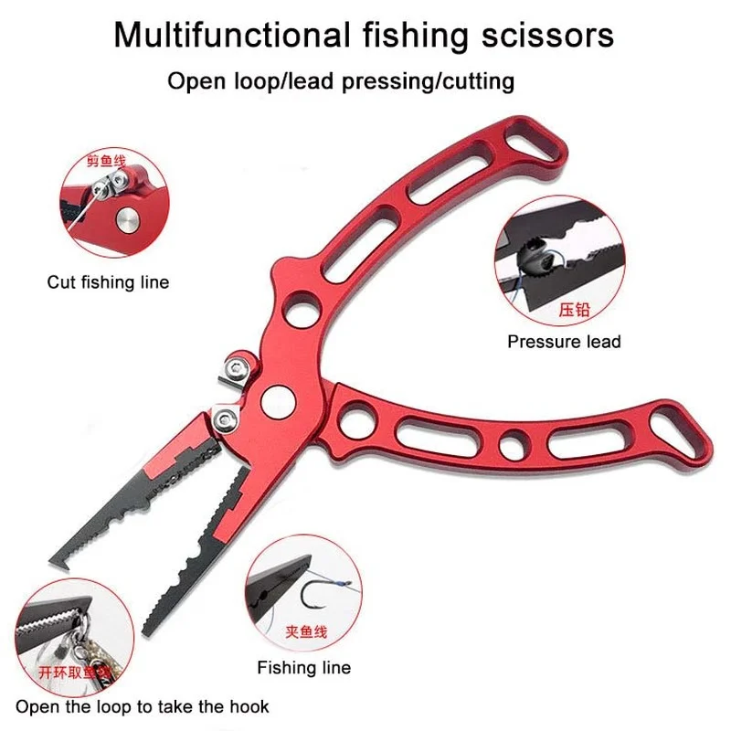 

New Style Aluminum Alloy Lure Pliers Fishing Scissors Tungsten Steel Side Cut Fishing Pliers Cutting Line Open Loop LeadPressure