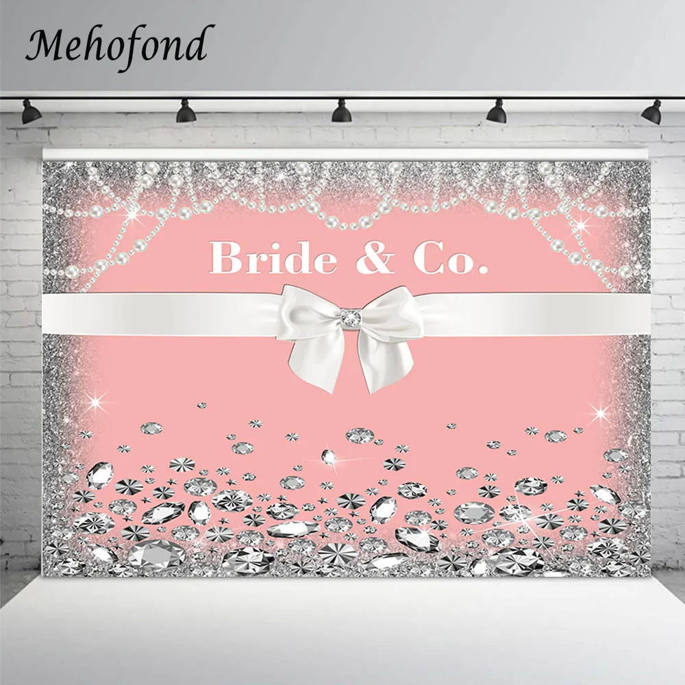 

Mehofond Wedding Backdrop Bridal Shower Silver Diamond Pearl Jewelry Pink Purple Birthday Photography Background Photo Studio
