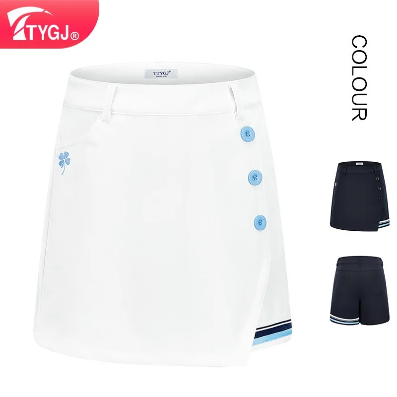 

ttygj fall golf women's shorts skirt mid-high waist comfortable slim and thin open false two pieces sports hot pants