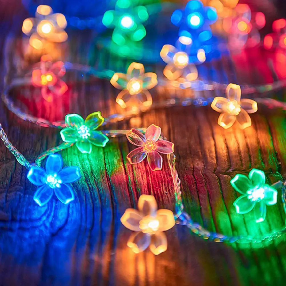 

Led Cherry Fairy Lights String Blossoms Christmas Garland Lamp Chain Bedroom Wedding Halloween Hoilday Party Decoration Outdoor