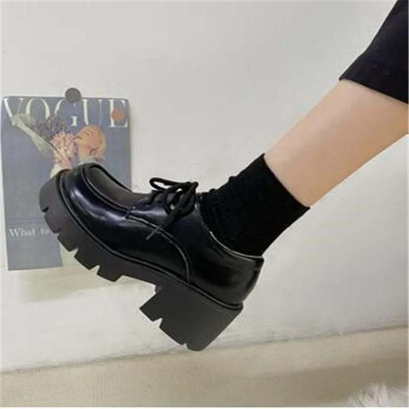 

Uniform Shoes Small Leather Shoes Female British Girl Japanese Wild Black Retro Mary Jane Shoes Lolita Platform Shoes Low Hee