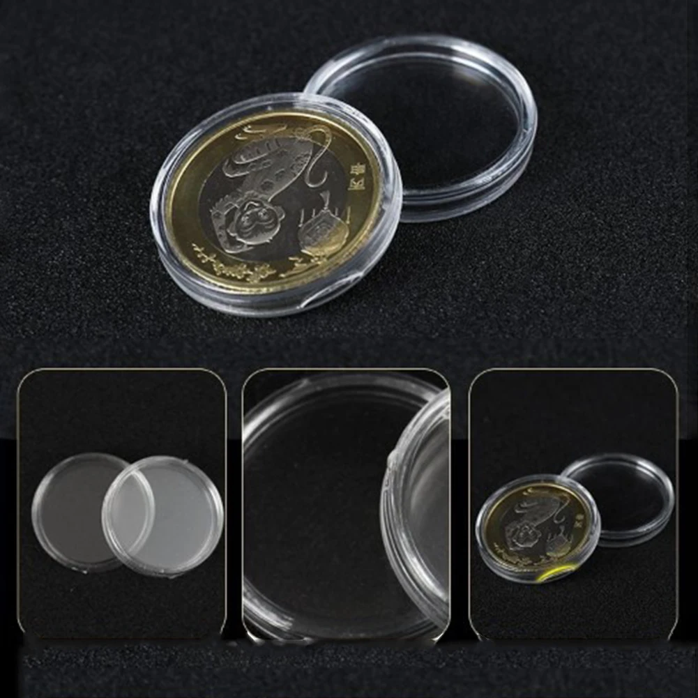 

100pcs 16mm Commemorative Coins Collection Slab Display Round Coin Capsules Storage Case Transparent Plastic Small Round Boxes