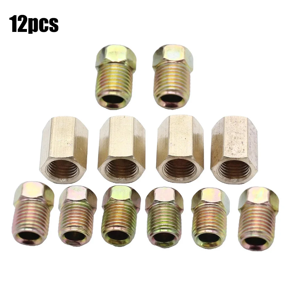 

12 Pieces Brake Line Fittings In The Package, Include 4 Pieces Unions And 8 Pieces Nuts Both The Unions And Nuts Is 3/8-24 Threa