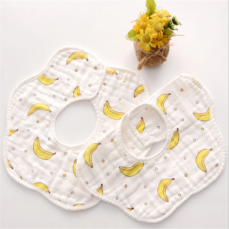 

2021 Children Bibs 360 Rotating Petal Bib Eight-Layer Muslin Cotton Infant Saliva Bibs Feeding Care Rice Pocket Cute Baby Bibs