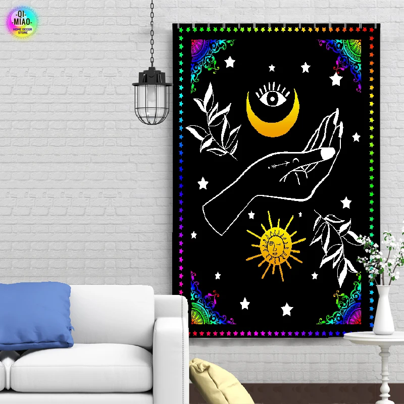 Солнце гобелен с Луной психоделическая настенная подвесная кавайная домашняя