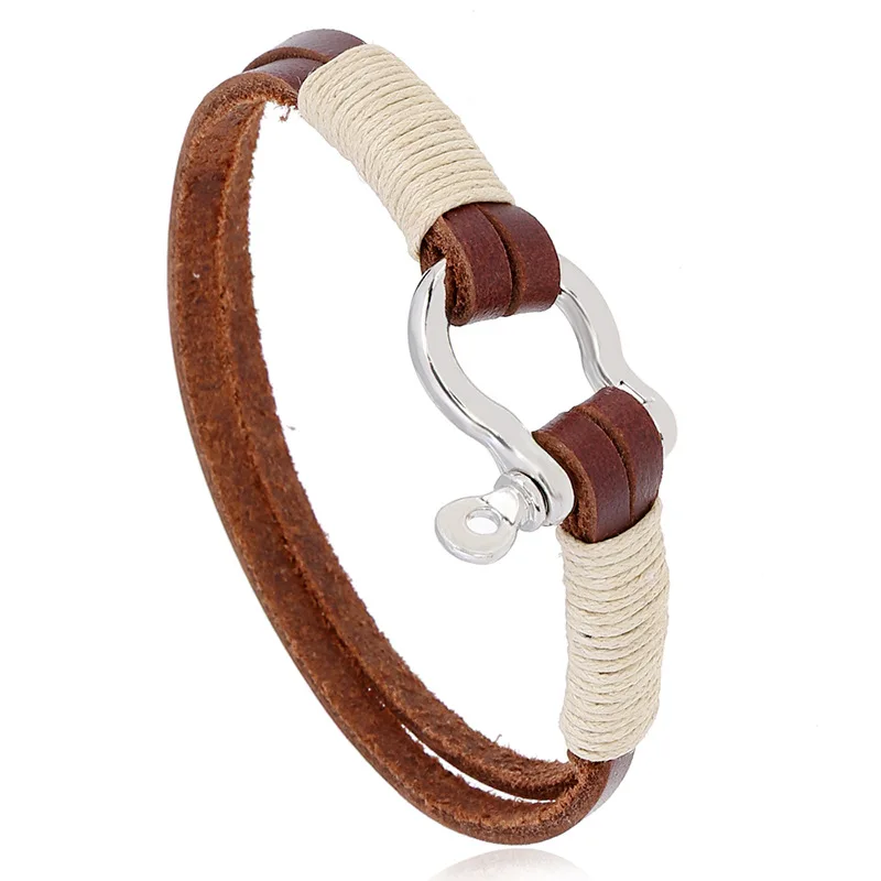 

New Fashion Retro Bracelet Men Punk Style Genuine Leather Bracelets & Bangles Charm Handmade Weave Cowhide Bangle Jewelry