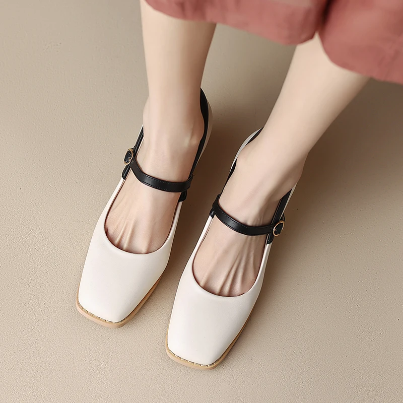 

Heihaian Mary Jane Shoes 2023 Spring New Square Head Shallow Mouth Shoes Elegant Small Fragrance Wind Single Shoe Women 33-43