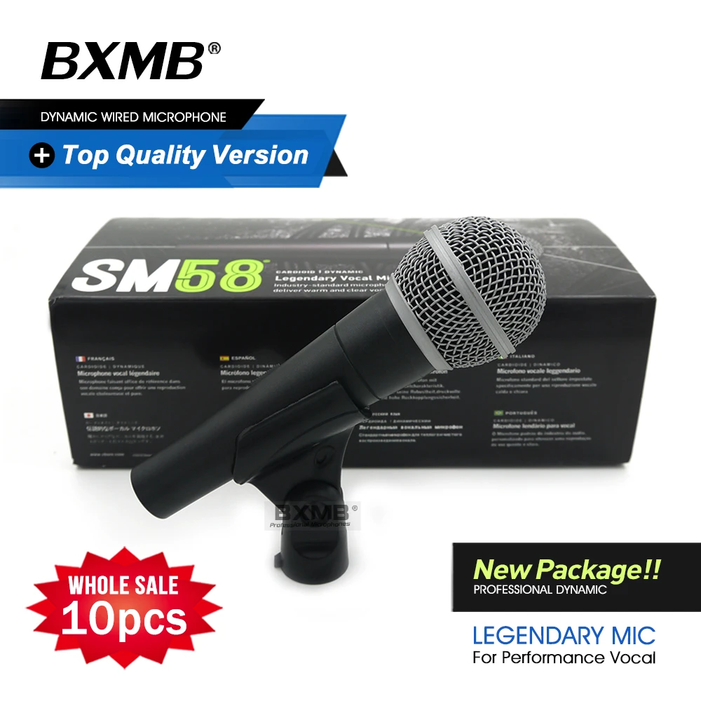 

10pcs New Package Grade A Professional SM58LC Dynamic Wired Microphone with Real Transformer For Performance Live Vocals Karaoke