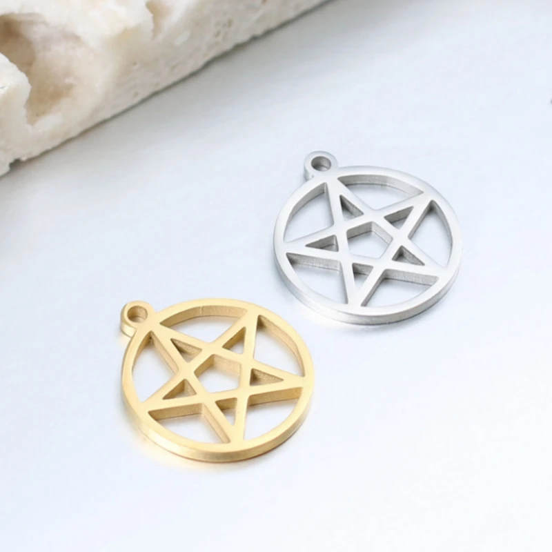 

5 шт., подвески из нержавеющей стали с пентаграммой, 17 х15 мм