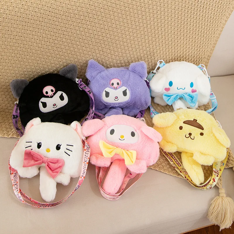 

Kawaii Sanrio Anime Cinnamoroll Kuromi Plush Doll Bag Cute Cartoon My Melody Lovely Children's Satchel Bag Gifts