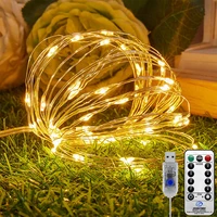 5m10m copper wire light string 100led waterproof 8 functions remote control timing lights home holiday party wedding decoration