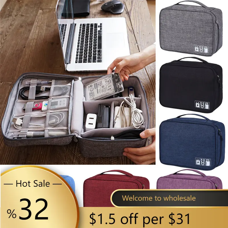 Travel Cable Bag Portable Digital USB Gadget Organizer Charger Wires Cosmetic Zipper Storage Pouch Kit Case Accessories Supplies