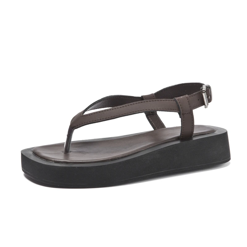 AIYUQI Flip-toe Sandals Women Genuine Leather 2023 Summer New Flat Roman Sandals Women Large size 41 42 43 beach sandals women