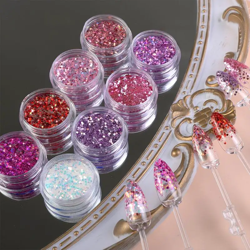 

8 Colors Glitter And Sequins Nail Jewelry Laser Symphony Big Patch Brilliant Warm Elf Goblin Pupil Nail Art Sequins Nail Salon
