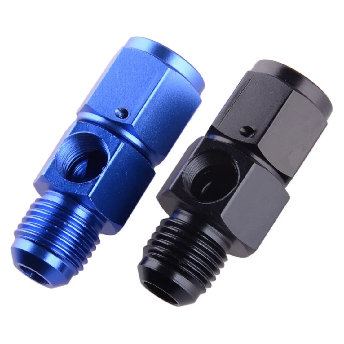 

AN6 Male To Female 1/8" NPT Gauge Sensor Fitting Adapter Side Port Fuel Pressure Hose Black/ Blue for Universal Cars