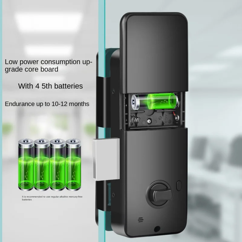 Стеклянный умный дверной замок с граффити без рамы для офиса функцией