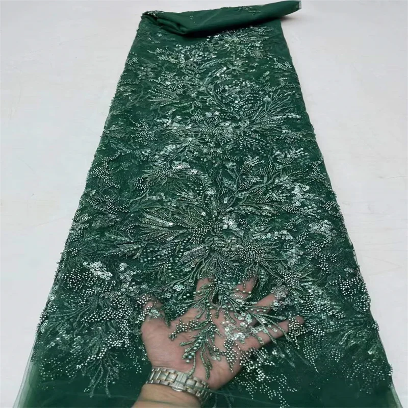 

African Tulle Lace Fabric 2023 High Quality French Net Laces With Sequins Nigeria Lace For Dress Party Material 5 yards PL010-1