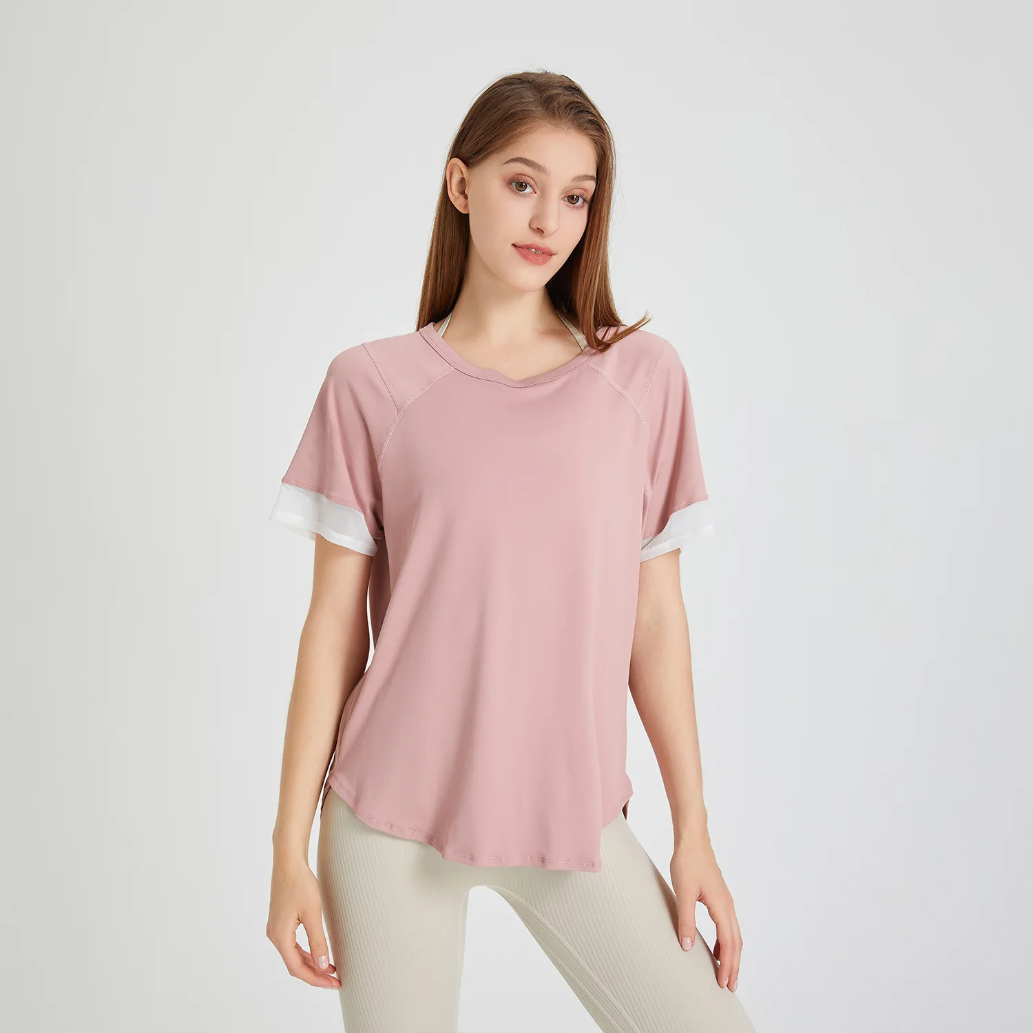 

Summer Loose Yoga Shirts Women Mesh Breathable Short Sleeve Running Sport T-shirt Quick Dry Gym Fitness Top O-Neck Blouse Female