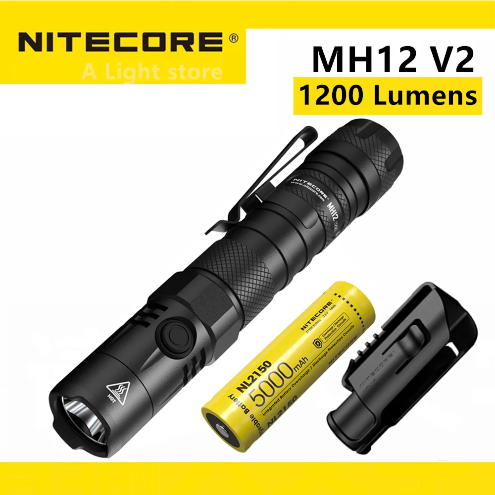 

Оригинальный фонарик NITECORE MH12 V2, 5000 лм, CREE XP-L2 V6, USB-C, перезаряжаемый тактический фонарь с батареей мАч для кемпинга