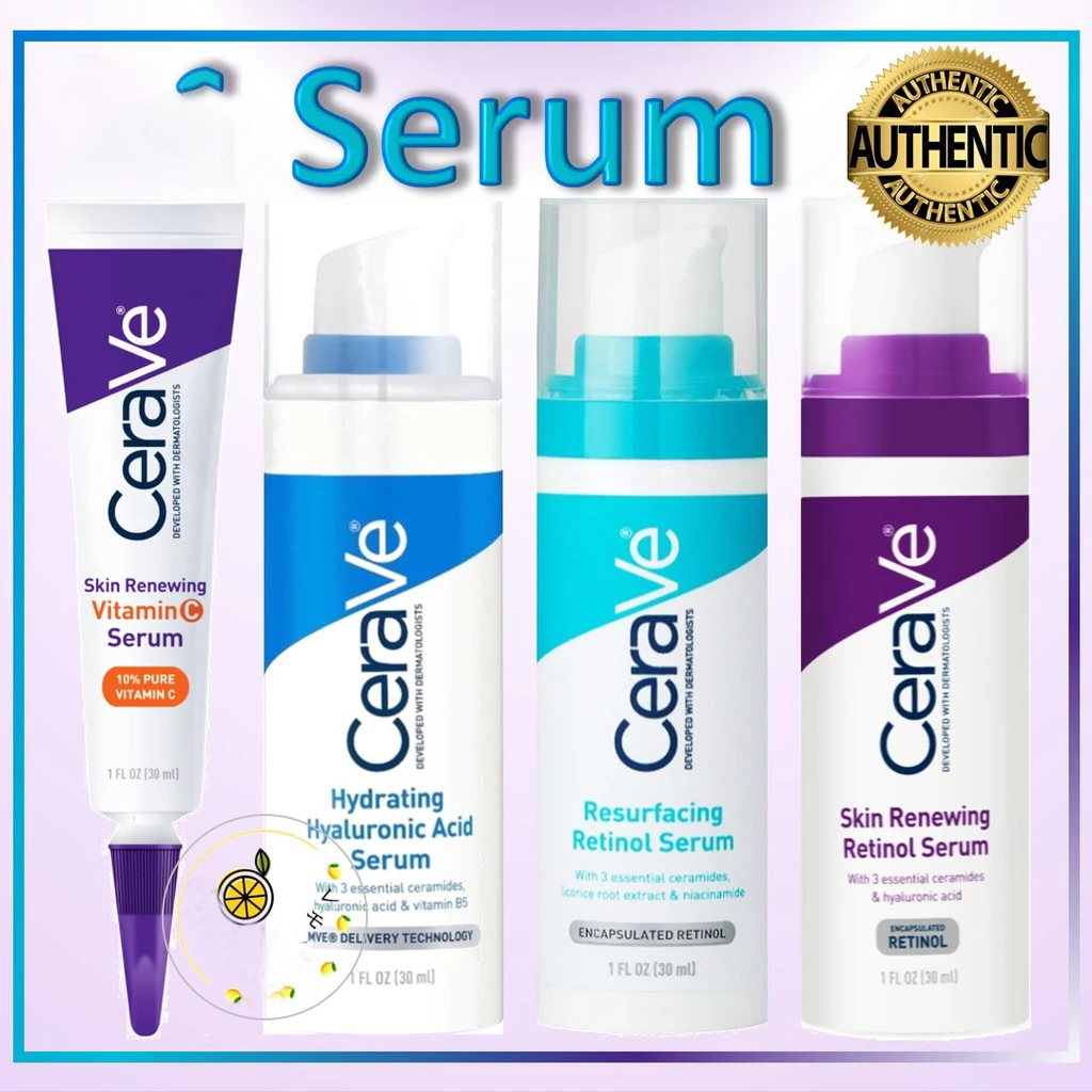 

Cerave Hydrating Acid/Resurfacing/Renewing Retinol Facial Serum 1PCS Fades Acne Marks Pores Gentle Skin Barrier Repair Care 30ml