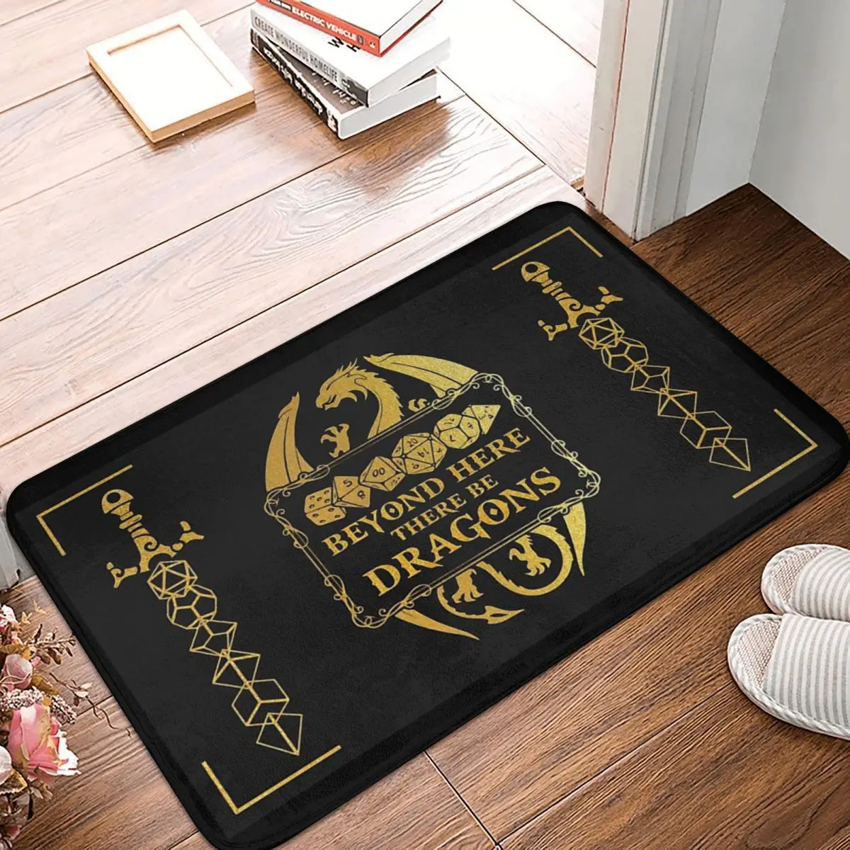 

Beyond Here There Be Dragons Bathroom Non-Slip Carpet Dnd Game Bedroom Mat Welcome Doormat Floor Decoration Rug