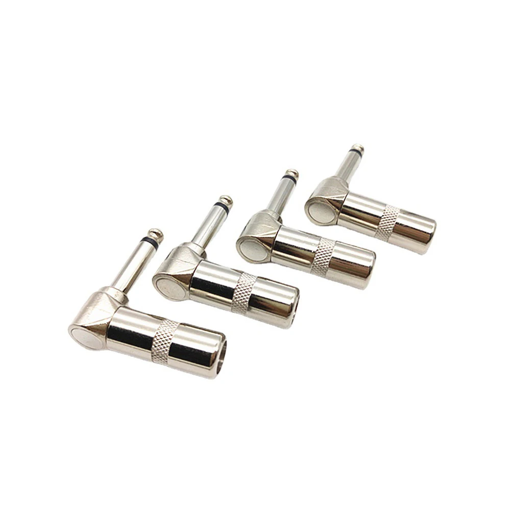 

4Pcs Straight Guitar Cable Connector 2 Pole Mono Amplifier Microphone Plug 2 Pin 6.35/6.5 90° Audio Microphone Plug Connector